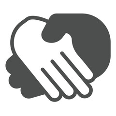 Obraz premium Men handshake solid icon, business concept. Vector graphics. Handshake of two hands, success deal sign on white background, glyph style icon for mobile or web design.