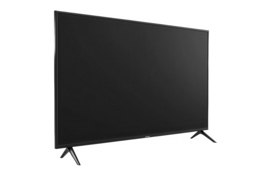 Sleek Modern Flat-Screen TV With Thin Bezel And Angled Stand Transparent Background