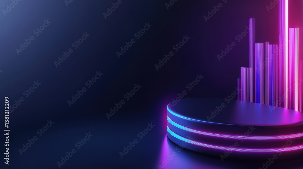 Poster visual futuristic user interface design with glowing data elements in a sleek layout