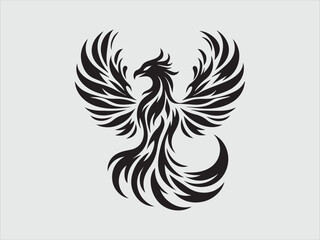 Fototapeta premium Flaming Phoenix Silhouette with Majestic Wings and Fiery Rising Symbol of Rebirth and Power
