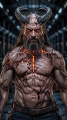 Demon warrior horned beast fantasy creature strong powerful
