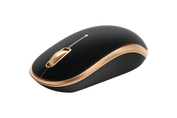 Sleek Wireless Mouse With Black And Gold Design And Ergonomic Shape Transparent Background