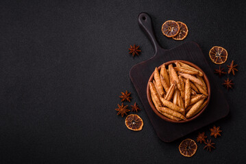 Cinnamon flavored biscuits or breadsticks