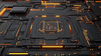 Intricate circuitry, a closeup examination of computer motherboard's complex design