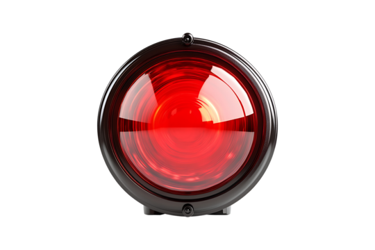 red warning light isolated on white or transparent background.