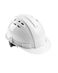 Fototapeta premium A white hard hat designed for safety on construction sites, symbolizing worker protection and industrial safety. isolated on a transparent or white background