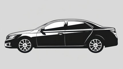 Fototapeta premium Sleek black car with striking white wheels, a study in automotive contrast on gray background