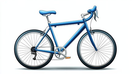 Obraz premium Vibrant blue bicycle isolated on white, a studio photograph of classic twowheeled transportation icon