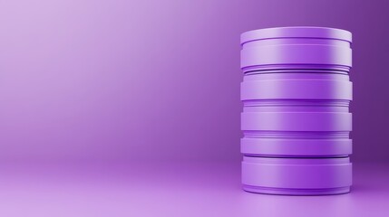 Obraz premium Stack of purple plastic containers on a monochromatic purple background, study in color and organization