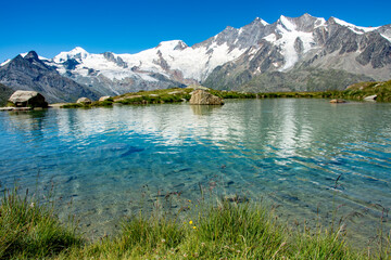 Breathtaking panorama of the Allalinhorn, Alphubel, Täschhorn, Dom and Lenzspitze from...