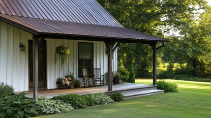 Charming Front Porch of a Cozy Country House