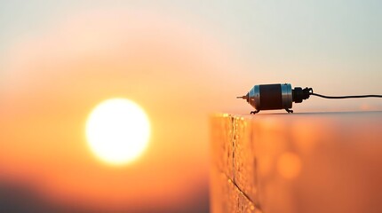 Miniature motor on edge at sunset