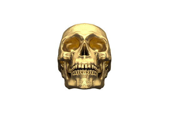 Gold Skull on transparent Alpha Channel Background for easy drag and drop use...