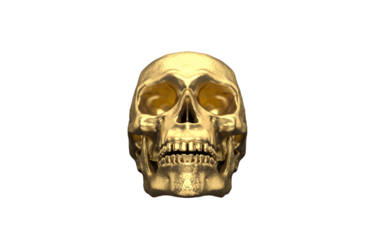 Gold Skull on transparent Alpha Channel Background for easy drag and drop use...