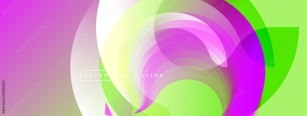 Aufkleber Abstract vibrant design. Overlapping layers create dynamic composition. Smooth gradients, flowing shapes, modern aesthetic. Bright colors, artistic expression.