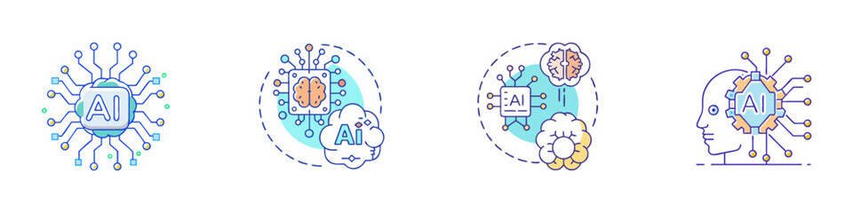 Artificial Intelligence Concepts Illustrated with Circuitry Brain and Technology Integration