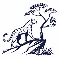 leopard silhouette icon vector