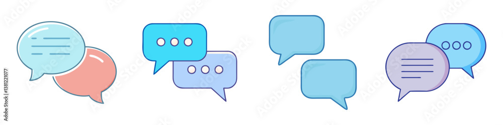 Poster Collection of Colorful Speech Bubbles for Communication and Messaging