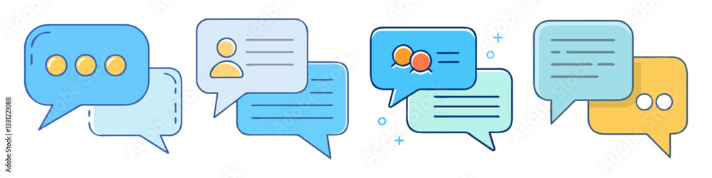 Poster Collection of Colorful Speech Bubbles for Communication and Messaging