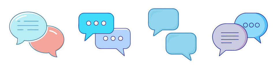 Collection of Colorful Speech Bubbles for Communication and Messaging