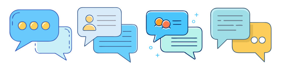 Collection of Colorful Speech Bubbles for Communication and Messaging