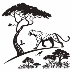 leopard silhouette icon vector