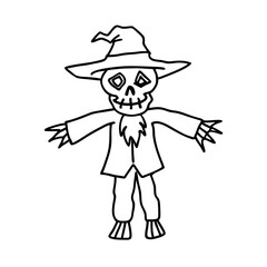 Bold Scarecrow Skull Outline Vector for Illustrations

