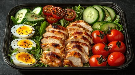 Delicious Grilled Chicken Salad in a Take Away Container