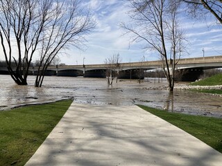 flooded path along river