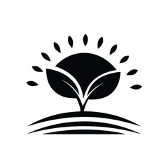 tree and sun concept logo design 