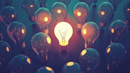 Illuminating ideas sea light bulbs highlighting creativity innovation in digital environment