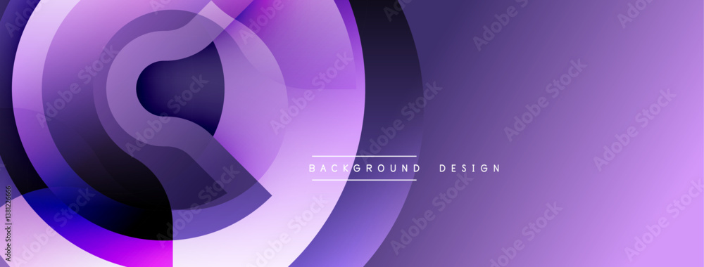 Aufkleber Abstract purple design. Overlapping circles create dynamic composition. Gradient shades add depth. Modern aesthetic for backgrounds, presentations.