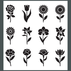 Creative flower design template, floral ornament logo and icon set, and flower logo design collection