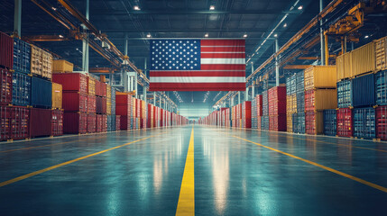 Customs duties and tariffs affect global trade, with a focus on the US shipping facility filled with cargo containers