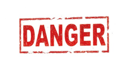 Minimalist red DANGER sign on high security gate Bold sharp isolated on white Eye catching design perfect for safety concept visuals