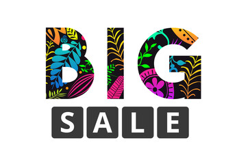 Big sale unique banner design along with gradient florals on landscape orientation.