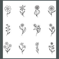 Creative flower design template, floral ornament logo and icon set, and flower logo design collection