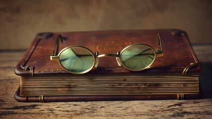 Vintage Reading Glasses on Book in Dark and Moody Setting