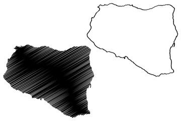 Salina island (Aeolian Islands, Italian Republic, Italy) map vector illustration, scribble sketch Salina map