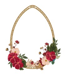 Easter holly egg with flowers and little sleeping rabbit