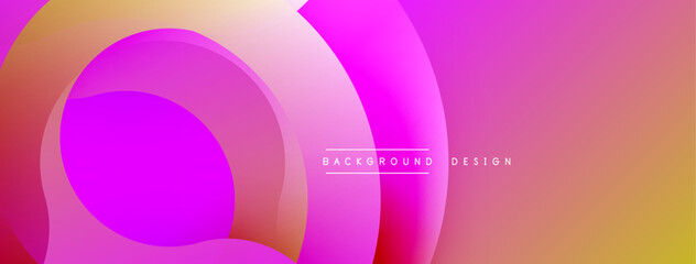Abstract vibrant design. Overlapping circles create dynamic gradient effect. Pink, purple, orange hues blend seamlessly. Modern aesthetic.