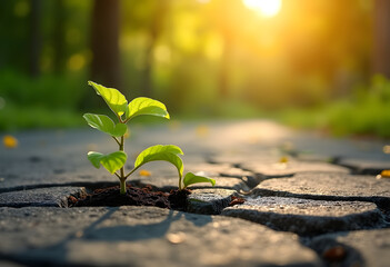 Small Green Plants with Resilience Sprouting against Pathway