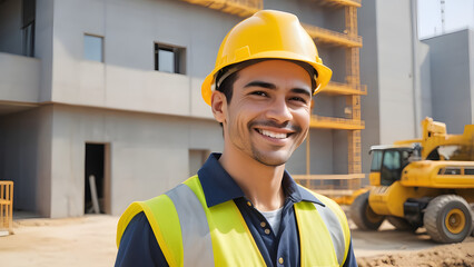 Smiling Construction Worker Portrait with Confidence and Professionalism