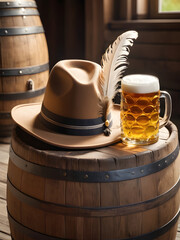 Bavarian Hat with Feather and Beer Stein, Traditional Style