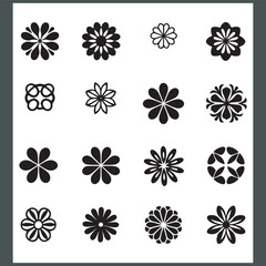 Flower vector icons set, garden plant, and Flowers icon set. Flowers on transparent background. Flowers in modern simple