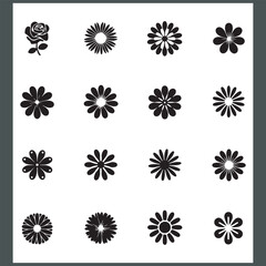 Flower vector icons set, garden plant, and Flowers icon set. Flowers on transparent background. Flowers in modern simple