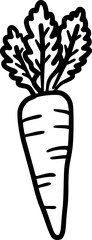 Carrot line art, vegetable outline drawing.