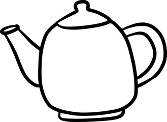 Obraz premium Teapot outline, tea time illustration.