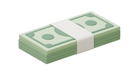 Obraz premium Stack of Money Currency Held Together by Band Flat Illustration
