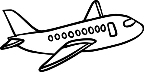 Airplane flying, simple aircraft drawing.